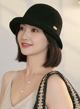 夏季镂空透气盆帽防晒帽女显脸小时尚洋气出游女士礼帽遮阳帽凉帽