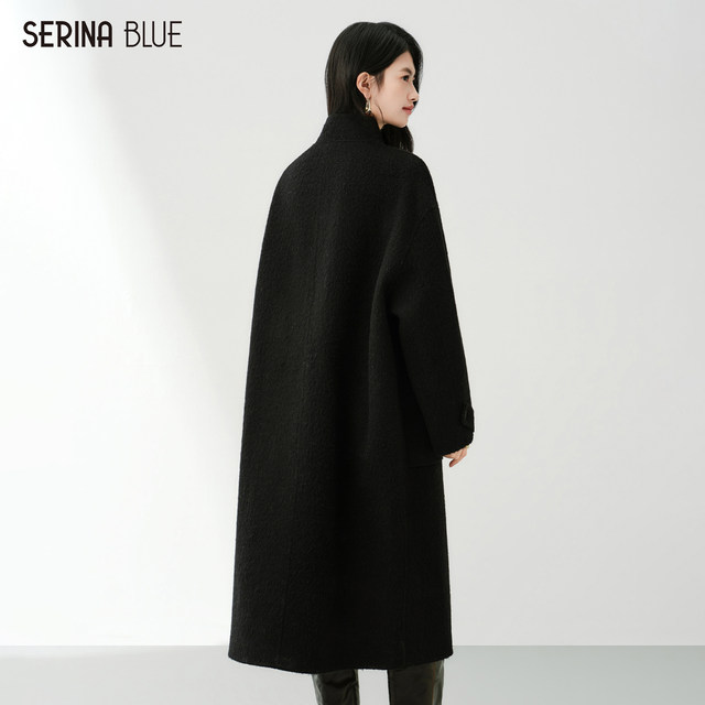 SeRinaBlue mid-length women's wool coat