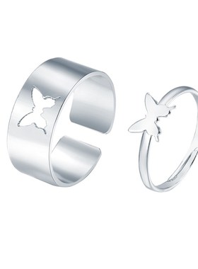 Hot Couples rings 2pcs women ring men蝴蝶情侣戒指套装2件套