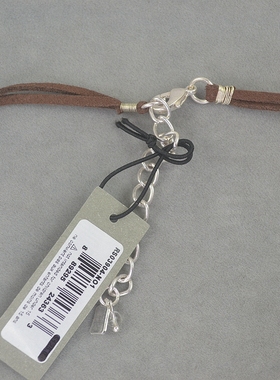 R 皮绳 镀银做旧 花朵 短款  项链