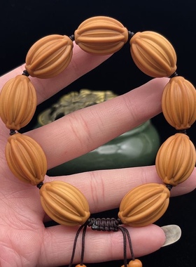 小籽素核手工雕刻橄榄核灯笼珠手串橄榄核老油核文玩男女手链把件