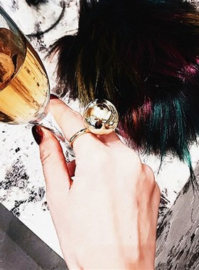 Stylish Fashionable Large Metal Ball Ring Adjustable Opening