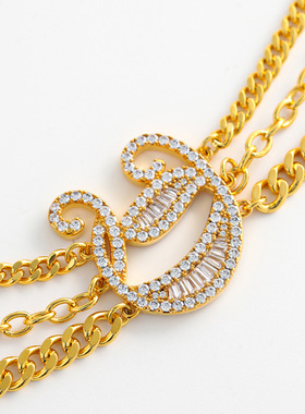 欧美跨境气质多层叠戴锆石项链字母吊坠锁骨链轻奢高级感晚宴项链