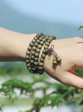 绿檀手串佛珠檀木盘玩 檀香男士盘珠 转运珠手链多圈女108颗念珠