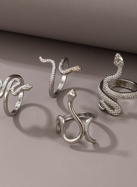 Vintage Personality Animal Snake Rings for Women Punk Style