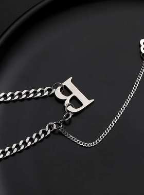 Titanium steel letter B Necklace stainless steel cool girl f