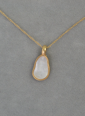 C 镀金做旧 贝壳 气泡吊坠 短款  项链