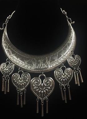 民族项链风复古项圈苗族苗银演出饰品女大舞蹈傣族配饰兰吊坠头饰