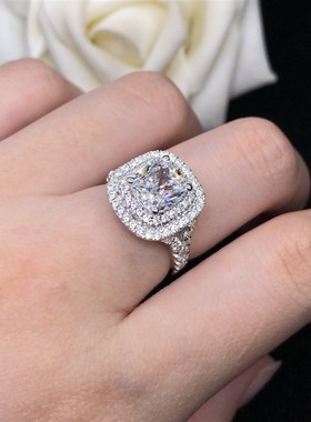 Luxury Quality Solid 18K 750 White Gold Jewelry 3Ct Cushion