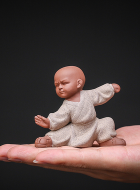 速发装造中国风太摆功夫小和尚极件创意陶瓷人物禅意办公室书房久