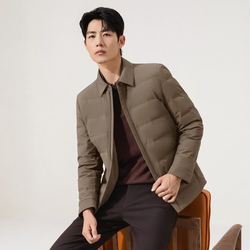 【可脱卸兔毛内胆】柒牌尼克服男士翻领轻微弹百搭保暖舒适外套男 - 图0