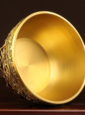 速发实心纯黄米双龙聚宝盆摆件中式客厅家居办公室店铺罐钱存铜缸