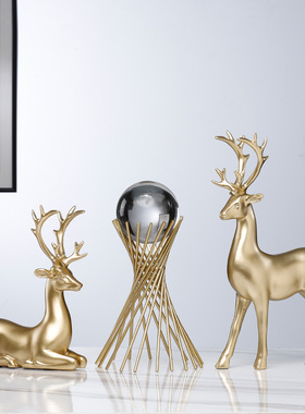速发招财鹿摆件家居装饰品客意创厅电视酒柜玄关小轻奢工艺品