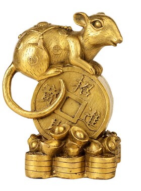 快速发货铜老鼠摆件铜钱s元宝鼠十二生肖家居客厅办公室店铺开业