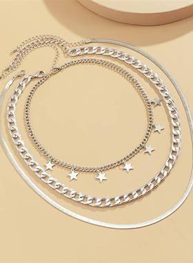极速Punk jewelry metal tide geometric snake chain necklace