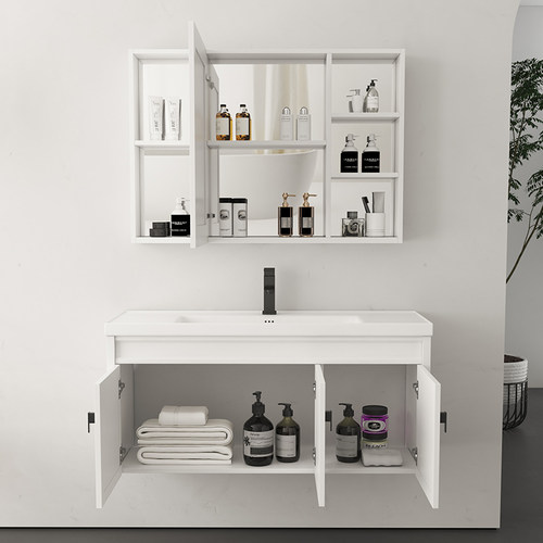 小户型窄边超细长黑白洗脸手盆面台池挂墙吊浴室柜柜组合宽35cm深 - 图2