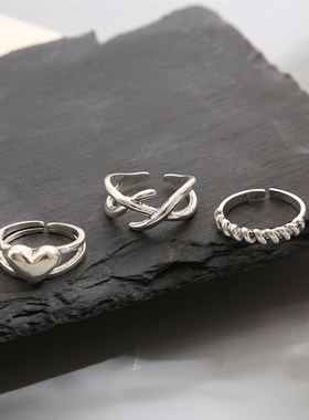 Love ring set 3 pieces 爱心戒指组套3件套网红交叉开口关节戒女