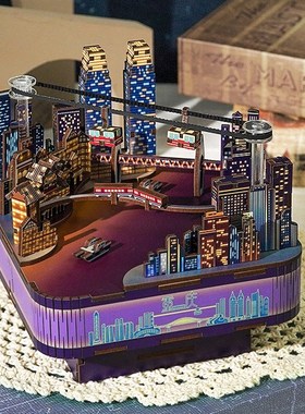 同趣文创重庆时代八音盒手工DIY长江国际创意家居模型摆件音乐盒