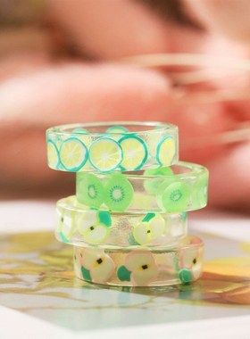 Summer fruit resin ring rings women欧美创意夏季水果树脂戒指