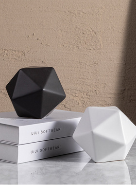 现代几何陶瓷摆件样板房客厅玄关室内装饰品金色摆件