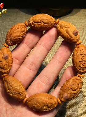 橄榄核雕刻美女手链橄榄胡反三俗手串文玩手工雕男女老油核现货