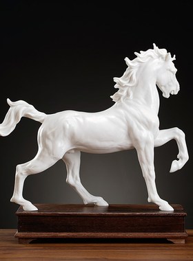 速发陶瓷马摆件德化厅瓷省级大师手工艺术公客白办品室装饰工艺礼