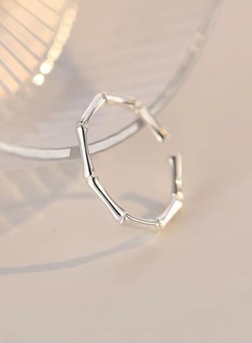 竹节戒指女素圈食指戒小众高级感尾戒开口戒