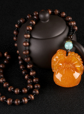 木质毛衣链长款复古树脂项链简约百搭服装配饰