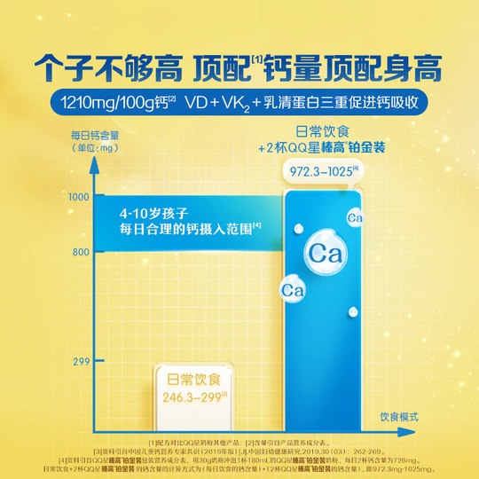 0元试喝尝鲜装】伊利QQ星儿童成长奶粉榛高铂金CBP高钙25g*4条