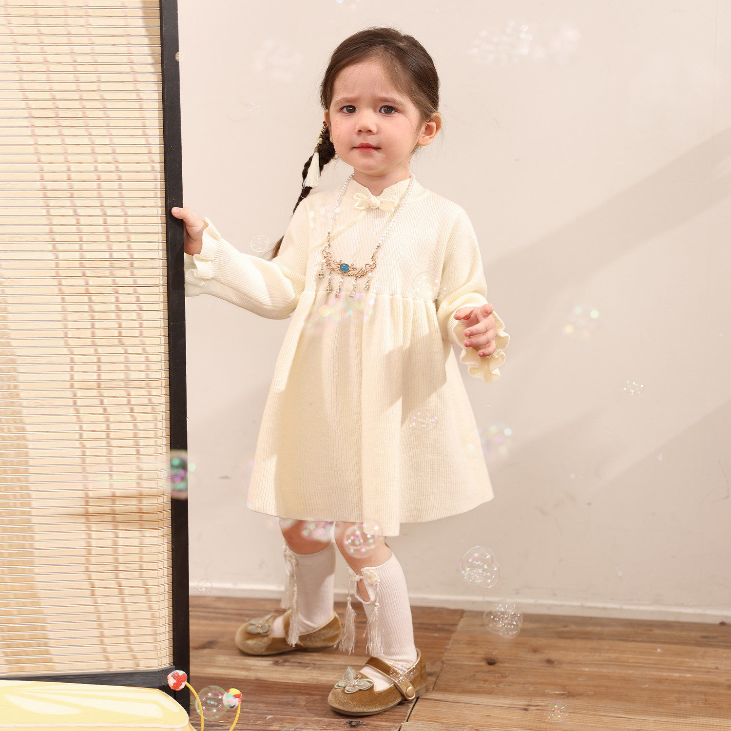 小o爸女婴童 女宝连衣裙新中式2026新年婴儿红色针织裙国风拜年服,淘宝优惠券,粉丝福利购,淘宝优惠卷