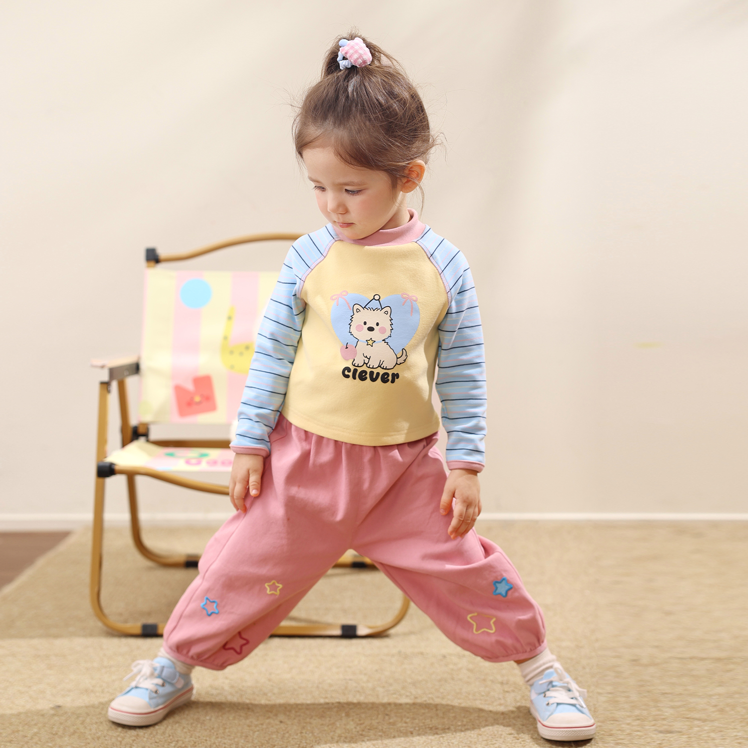 小o爸女婴童 女宝宝加绒t恤2025冬季新款婴儿半高领保暖打底衫 - 图3