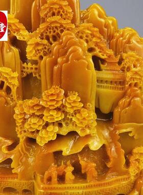 仿玉石寿山石田黄石平步青云客厅办公室玄关摆件家居装饰山水摆件