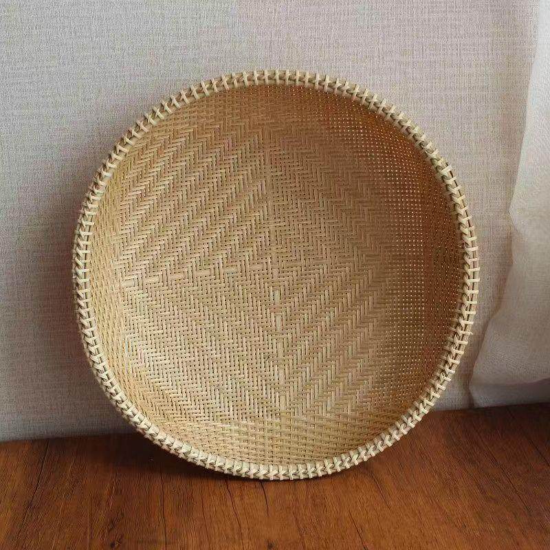 精编圆形竹编制品农家用簸箕馒头筐子水果菜收纳篮干货晾晒盘筛子,淘宝优惠券,粉丝福利购,淘宝优惠卷