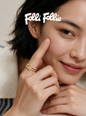 Folli Follie「Dear」扭线丝带戒指女金色轻奢高级感小众精致新款