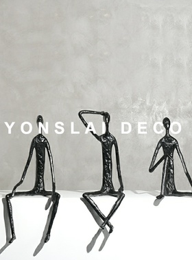 现代简约抽象人像雕塑摆件售楼处玄关柜样板房间软装饰品人物雕塑