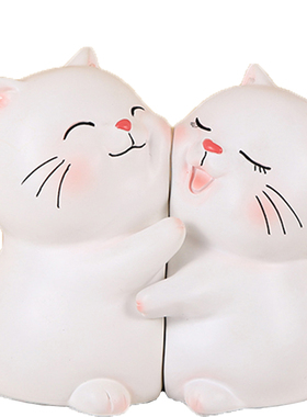 抱抱猫情侣猫书档书立书柜摆件客厅家居电视酒柜儿童房新家装饰品