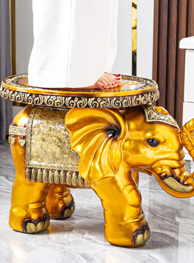 大象换鞋凳欧式现代家用落地摆件门口创意穿鞋凳客厅装饰乔迁礼品