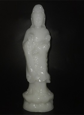 极速家用供奉阿富汗白玉石南海观音坐莲佛像普贤菩萨站立摆件客厅