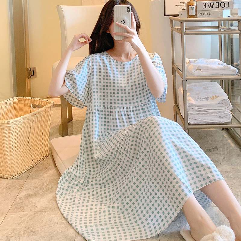 女士棉球成人棉绸睡衣粘稠睡裙女夏天黏稠连衣裙棉稠东方绸唾衣薄 - 图3