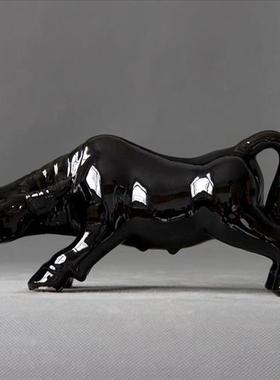 低头喝水牛陶瓷黄牛青牛工艺礼品摆饰A阳台门厅化妆室厨房补缺角