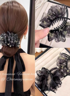高级感云朵泡泡褶皱碎花抓夹