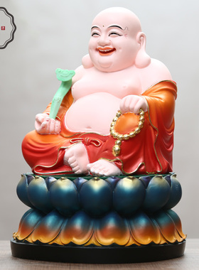 好货寺庙树脂佛像 七彩弥勒佛供奉 开心笑佛 乐佛 家用大肚弥勒佛