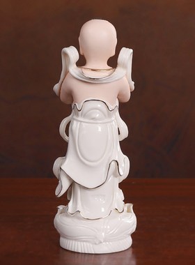 速发德护陶瓷家用供奉法音化观金童玉善财童子观音侍从对童摆