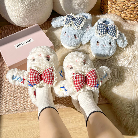 可爱小狗棉拖鞋女秋冬季2025新款防滑厚底居家室内保暖毛绒拖鞋女
