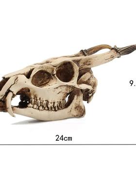复古仿真立体山羊头骨摆件书房酒吧派对家居工艺礼品摆饰桌面动物