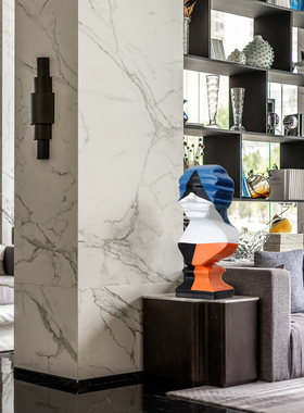 北欧抽象人物雕塑摆件样板房办公室酒店落地玻璃钢软装艺术品陈设