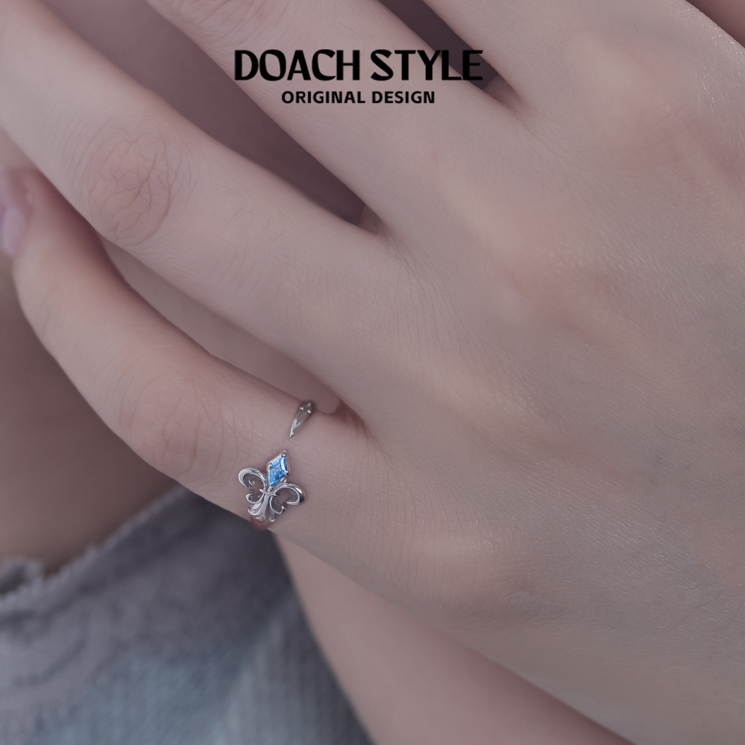DOACH Iris S925 sterling silver tail ring for men and women