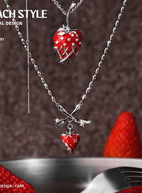 DOACH刀叉草莓项链女原创设计