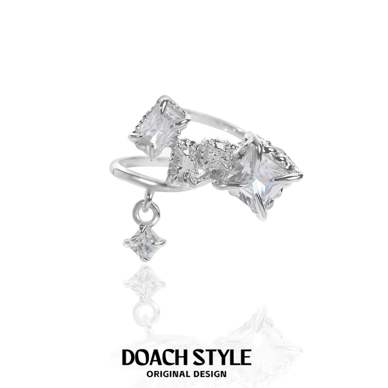 DOACH 锆石耳夹纯银不掉色原创小众设计耳骨夹耳环高级清冷感耳饰,淘宝优惠券,粉丝福利购,淘宝优惠卷