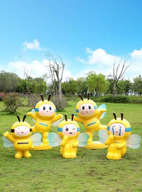 玻璃纤维蜜蜂雕塑模型卡通动物装饰幼儿园门装饰户外花园景区草图